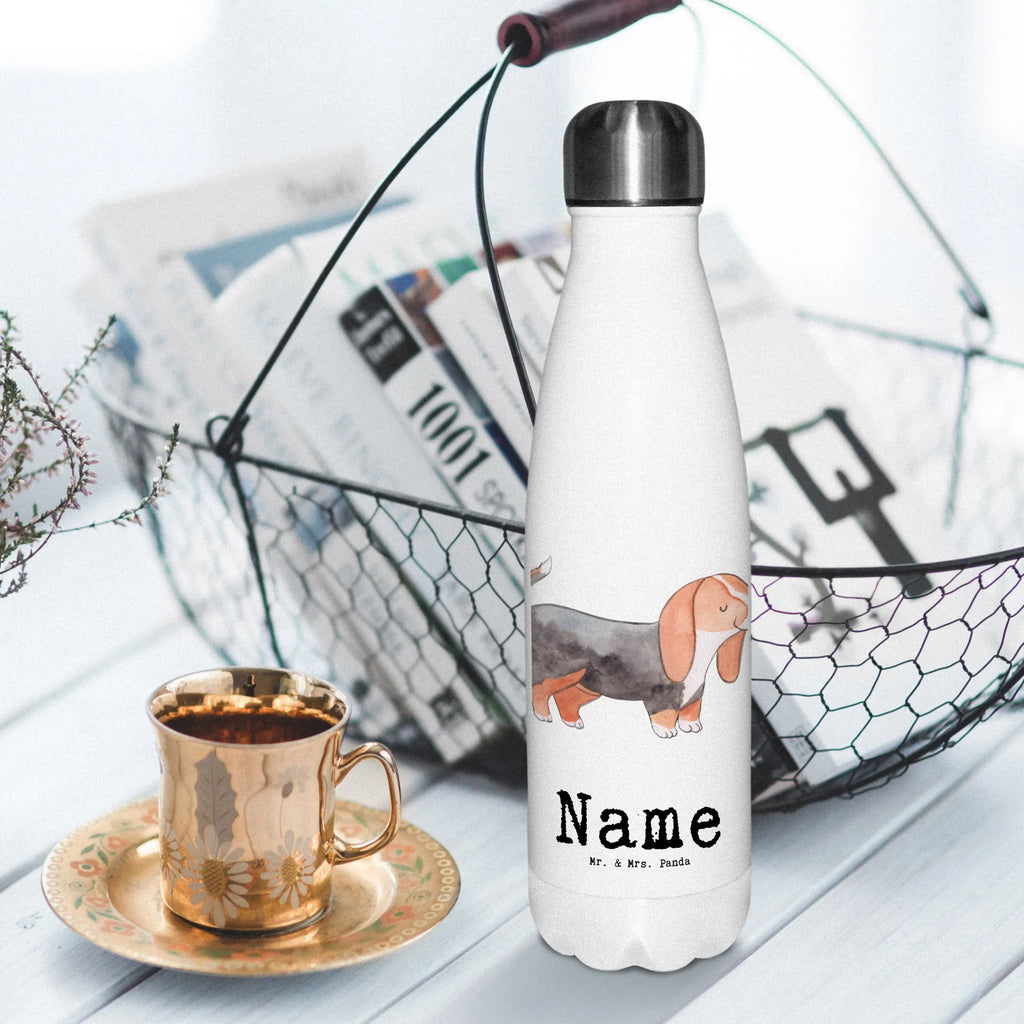 Personalised insulated bottle Basset Hound Lifesaver Dog, dog breed, purebred dog, dog owner, gift, animal lover, giving, puppy