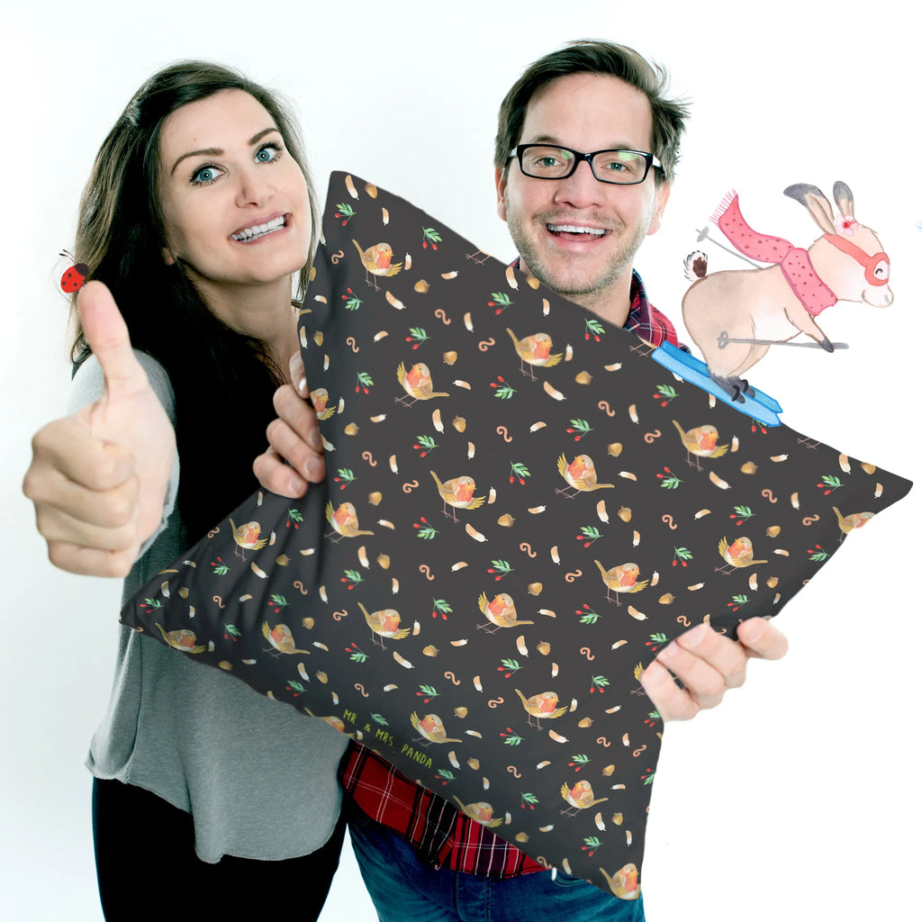 Cushion robin feathers cushion, couch, pillows, soft, settee, bedroom, Pillow, pad, 40x40, 40 x 40, pillow case, bed, sofa, fluffy, small animals, cute, funny, cute animal motives, hand drawn, small world, funny sayings, good mood, happy, gifts, gift ideas, special gifts, animal lover, card, motivation slogans, slogan courage, robin, flying, What if i fall, bird, motivation pictures, slogan motivation