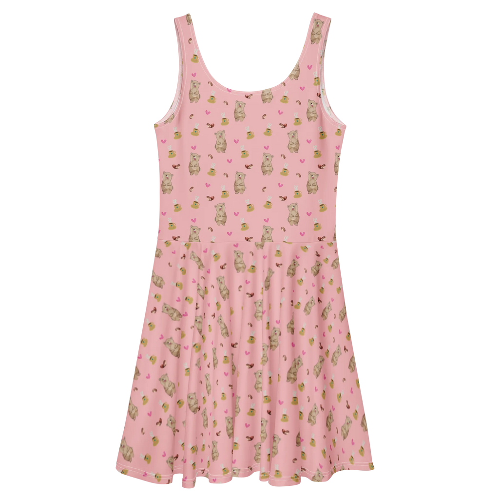 Sommerkleid Bär Kaffee Muster Kleid, Sommerkleid, Skaterkleid, Teddy, Teddybär, Bär, Morgenroutine, Bären, Guten Morgen, Kaffee, Welt Retten, Coffee, Welt Erobern, Motivation