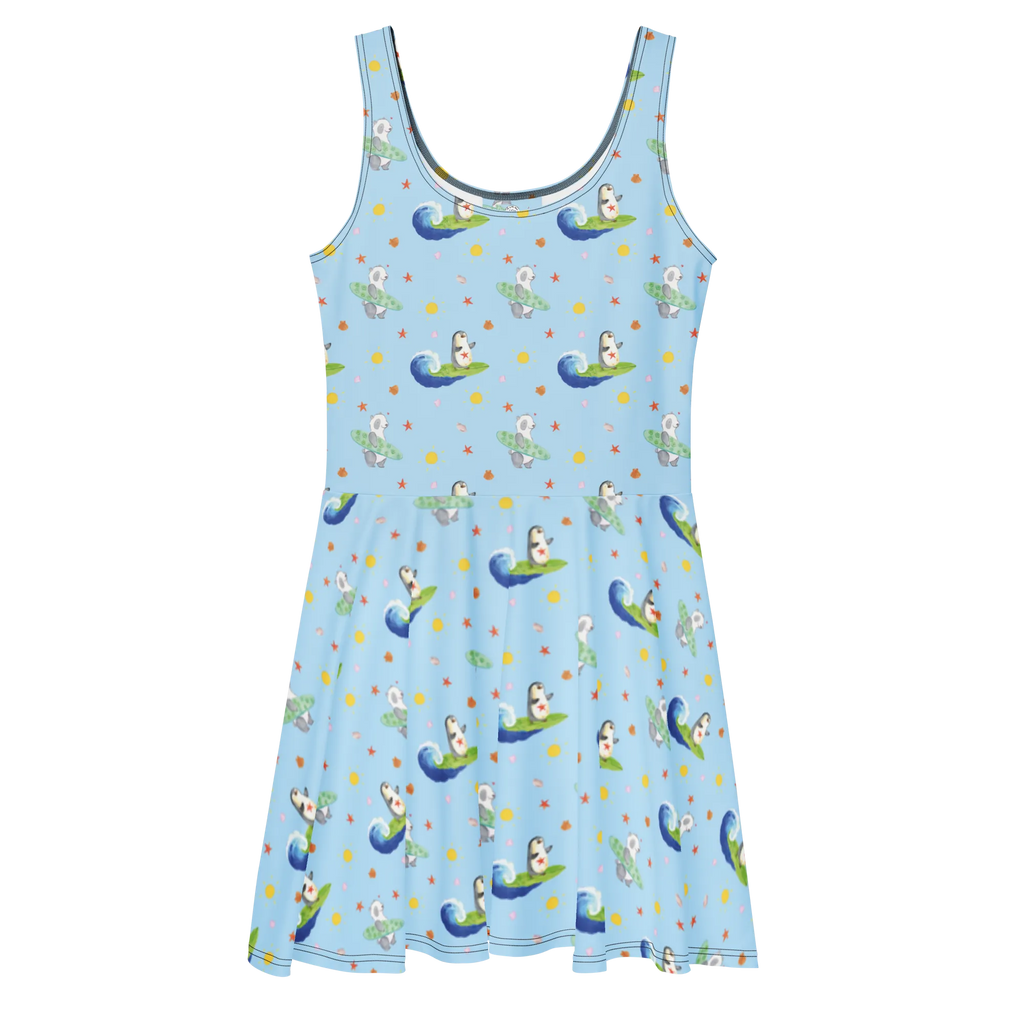 Sommerkleid Pinguin Surfer Muster Sommerkleid, Kleid, Skaterkleid, Pinguin, Portugal, Urlaub, Pinguine, Wellen, Hawaii, Surfer, Surfen, Wellen Reiten