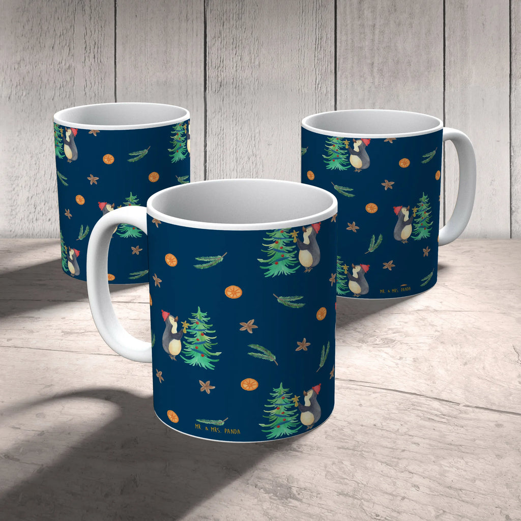 Tasse Pinguin Weihnachtsbaum Muster Tasse mit Zitaten, Porzellantasse, Tasse mit Motiven, Bürotasse, Kaffeetasse, Teetasse, Tasse, Keramiktasse, Geschenktasse, Winter, Weihnachten, Weihnachtsdeko, Nikolaus, Advent, Heiligabend, Wintermotiv, Pinguin