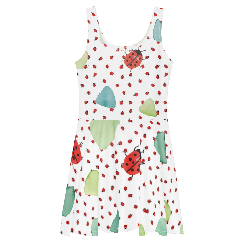 Summer dress Ladybug Design Kleid, Skaterkleid, Sommerkleid, niedlich, Marienkäfer, Muster, verspielt, grüne Punkte, Aquarell