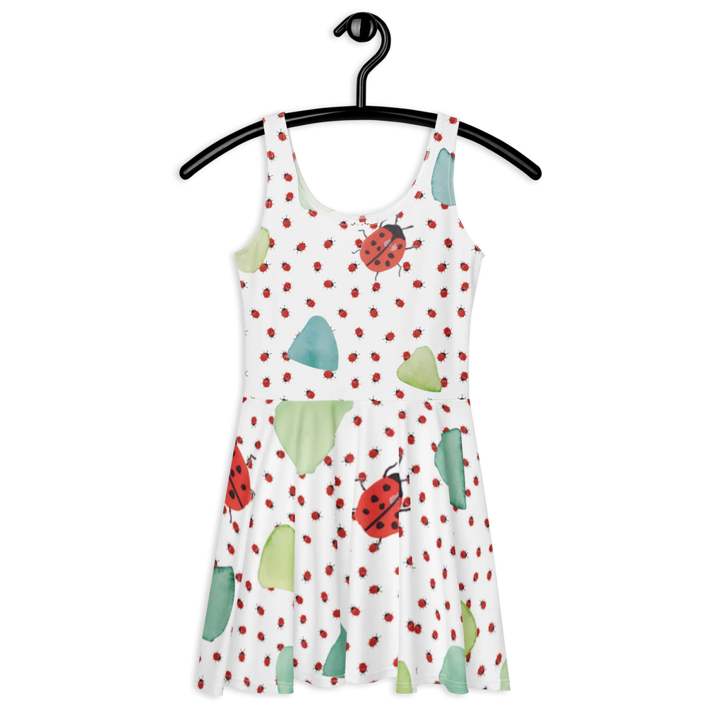 Summer dress Ladybug Design Kleid, Skaterkleid, Sommerkleid, niedlich, Marienkäfer, Muster, verspielt, grüne Punkte, Aquarell