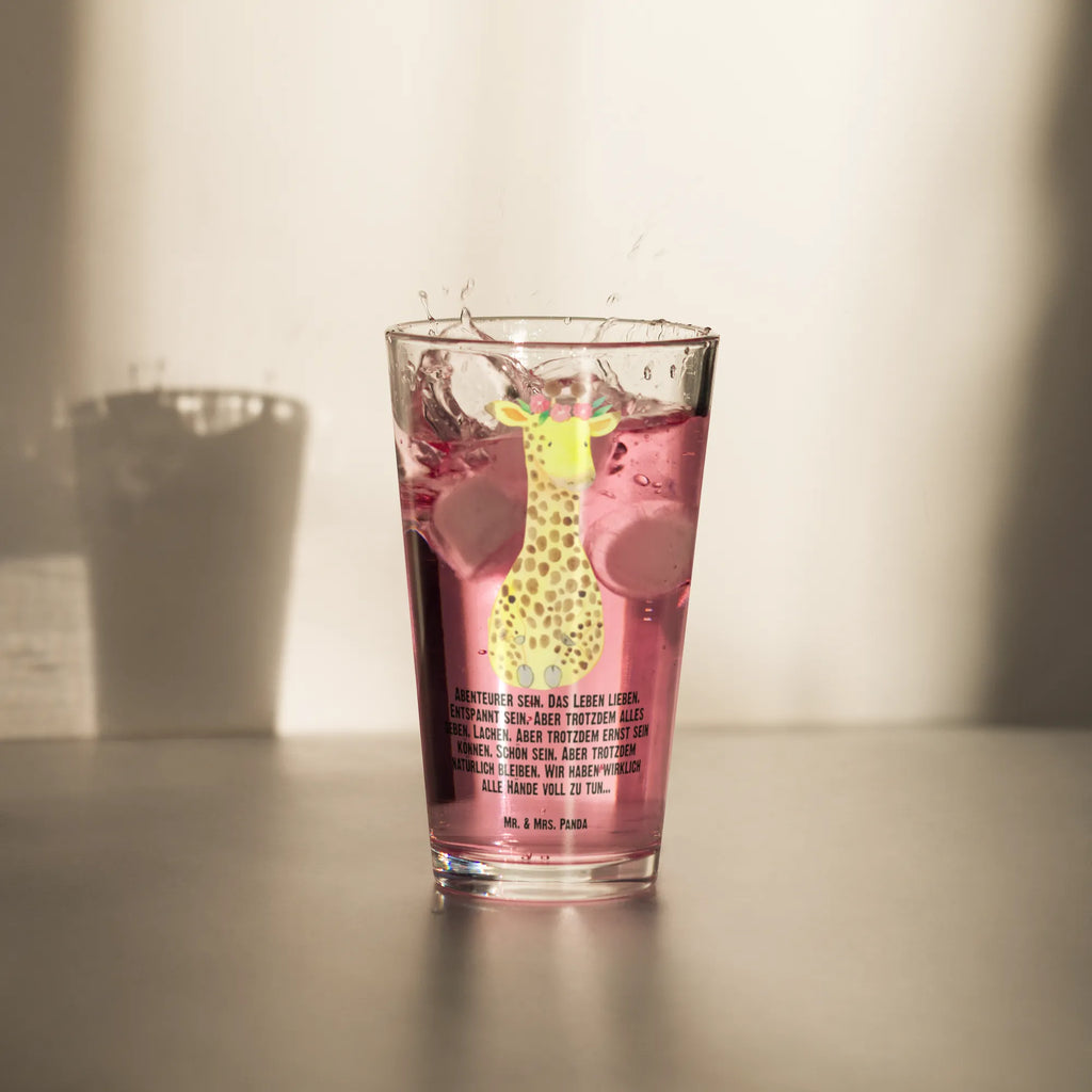 Premium drinking glass giraffe flower wreath premium glassware, tumbler, beer glass, cocktail glass, barware, dishwasher safe glass, glass, highball glass, stemware, drinking glass, luxury drinking glass, lead-free crystal glass, water glass, pint glass, Africa, friend, adventurer, self-love, wreath of flowers, giraffe
