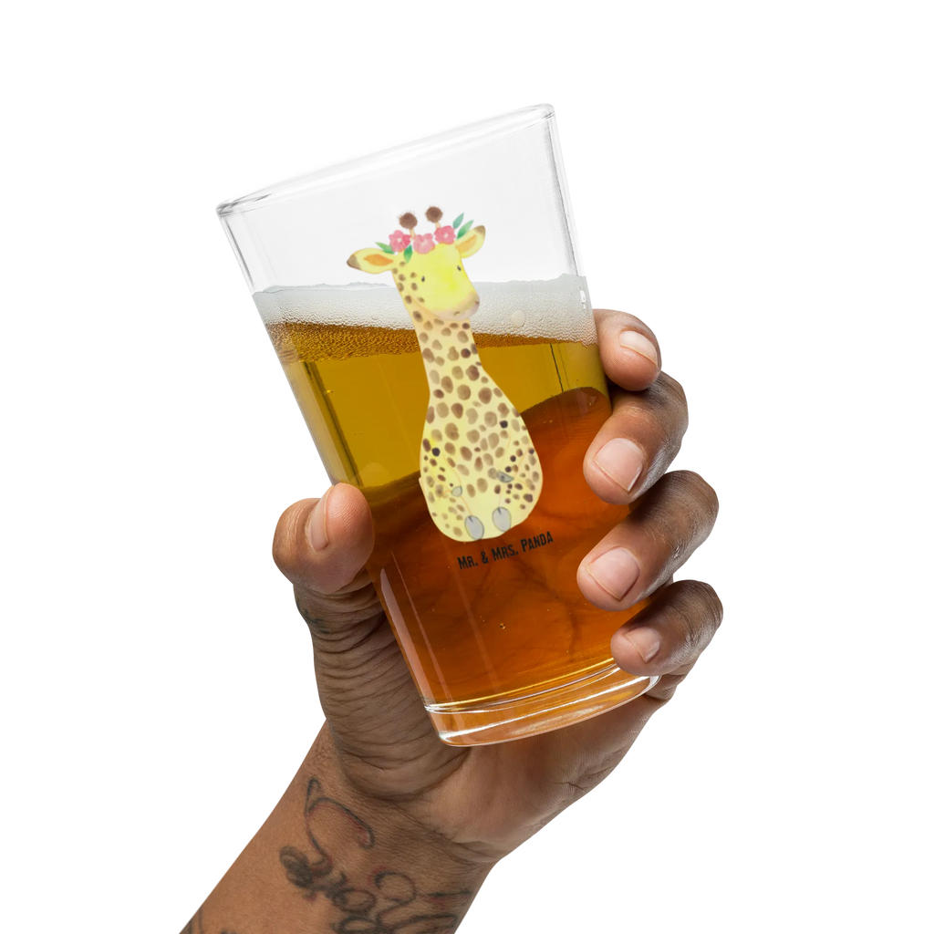 Premium drinking glass giraffe flower wreath premium glassware, tumbler, beer glass, cocktail glass, barware, dishwasher safe glass, glass, highball glass, stemware, drinking glass, luxury drinking glass, lead-free crystal glass, water glass, pint glass, Africa, friend, adventurer, self-love, wreath of flowers, giraffe
