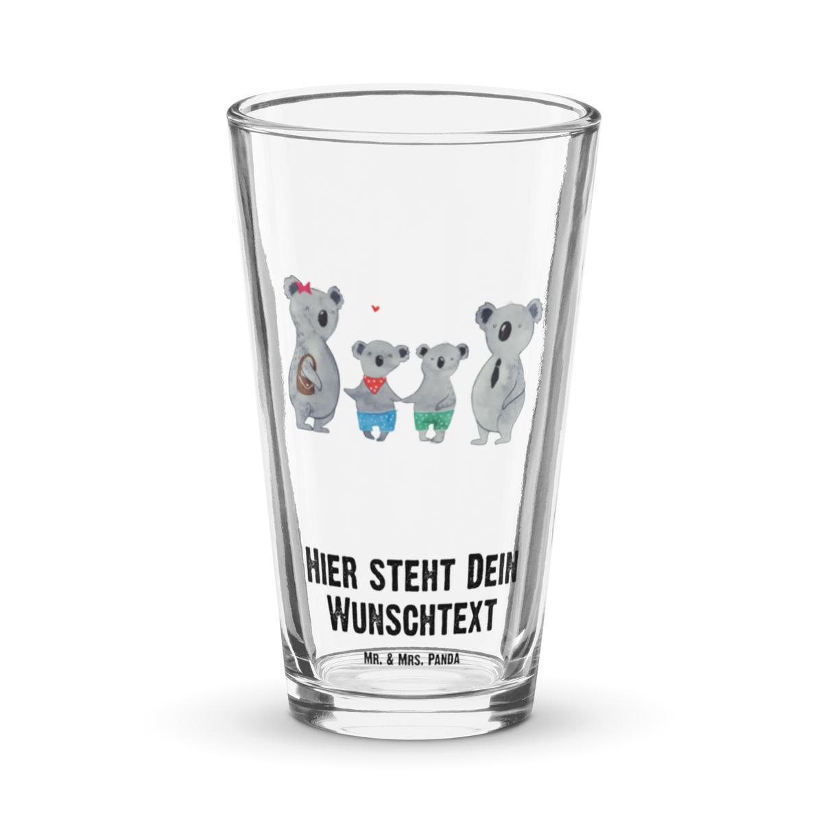 Personalized Drinking Glass Koala family with two kids