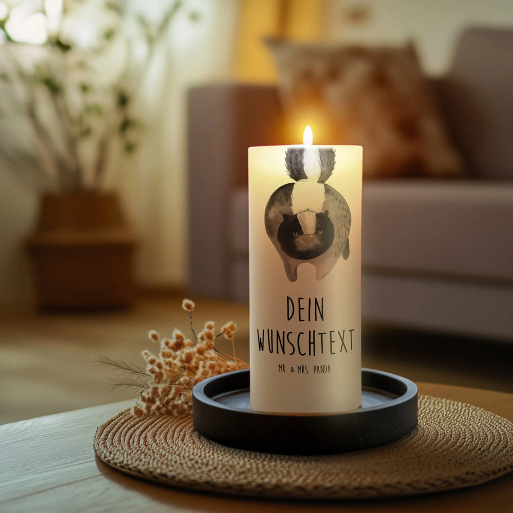 Personalised candle skunk attack Skunk, threatening, wild animal, stinker, skunk, stinky, predator, angry