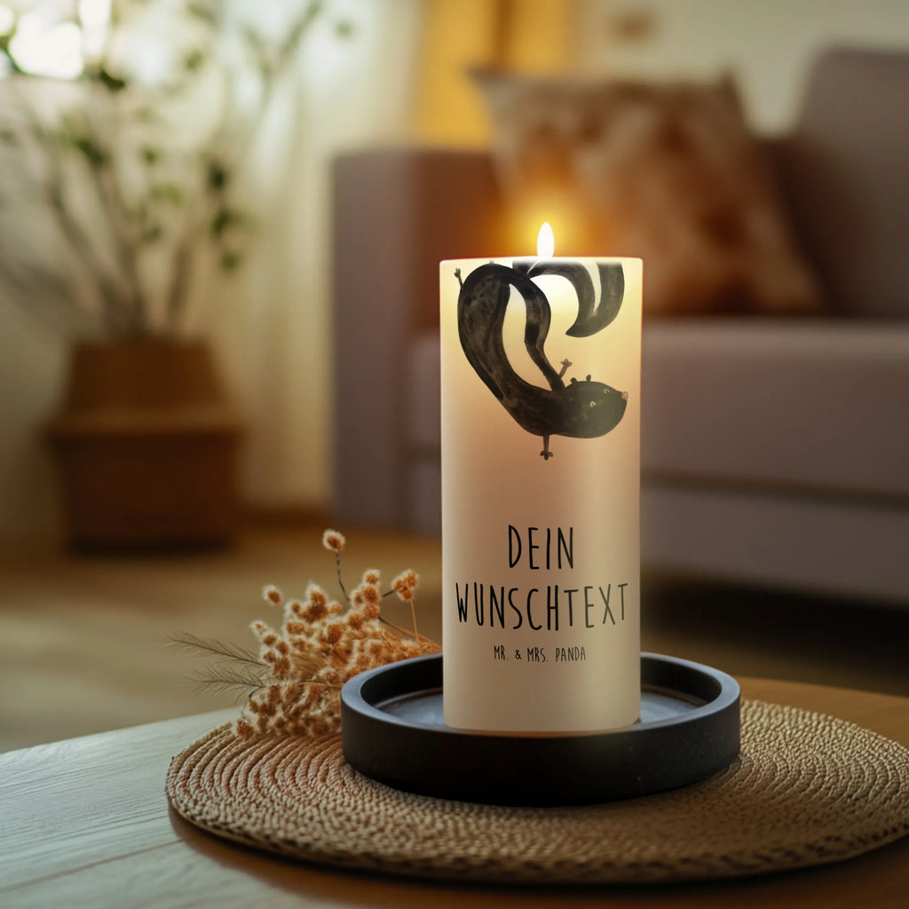 Personalised candle skunk handstand Skunk, skunk, playful, stink, wild animal, predator, playground, child