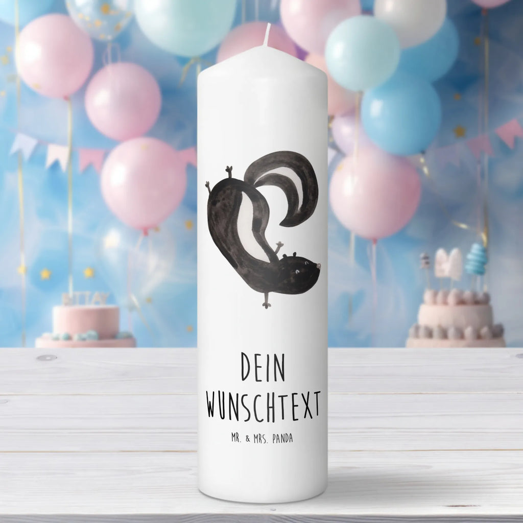 Personalised candle skunk handstand Skunk, skunk, playful, stink, wild animal, predator, playground, child