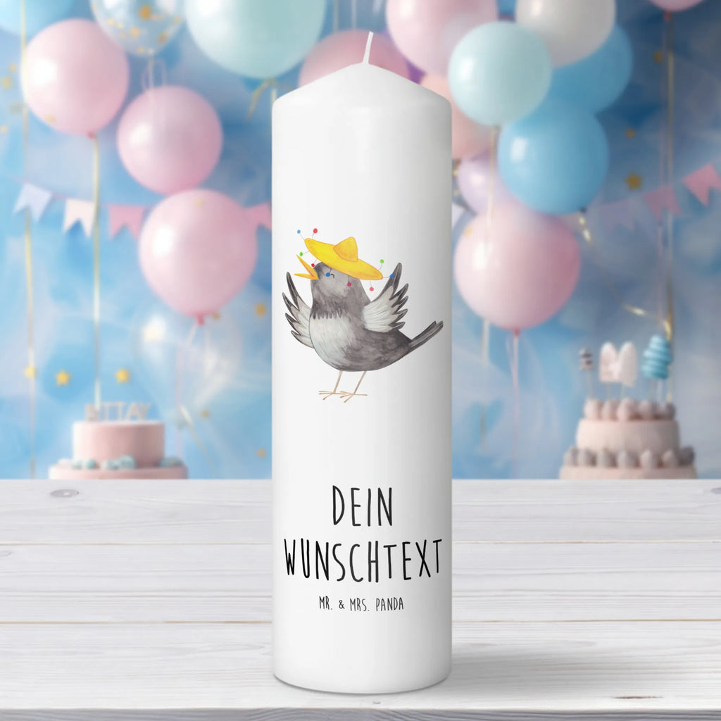 Personalised candle Crow sombrero small animals, cute, funny, cute animal motives, hand drawn, small world, funny sayings, good mood, happy, gifts, gift ideas, special gifts, animal lover, card, Bird, Magpie, Be happy, Raven, Birds, Motivation, Saying positive, Happiness Saying