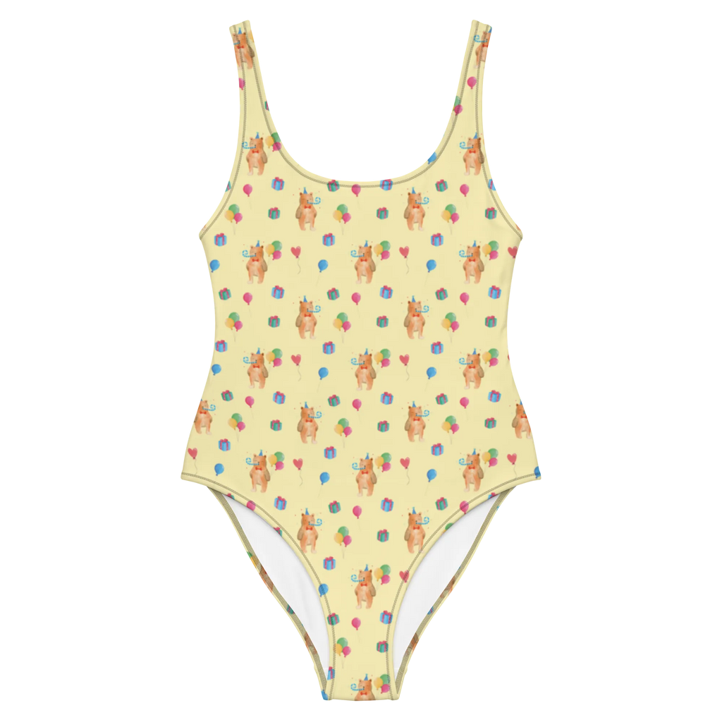 Badeanzug Bär Geburtstag Muster Luxus-Bademode, Bademode, Rückenfreier Badeanzug, Swimsuit, Badebekleidung, Badeanzug, Teddy, Teddybär, Bär, Geburtstag, Alles Gute, Glückwunsch, Happy Birthday