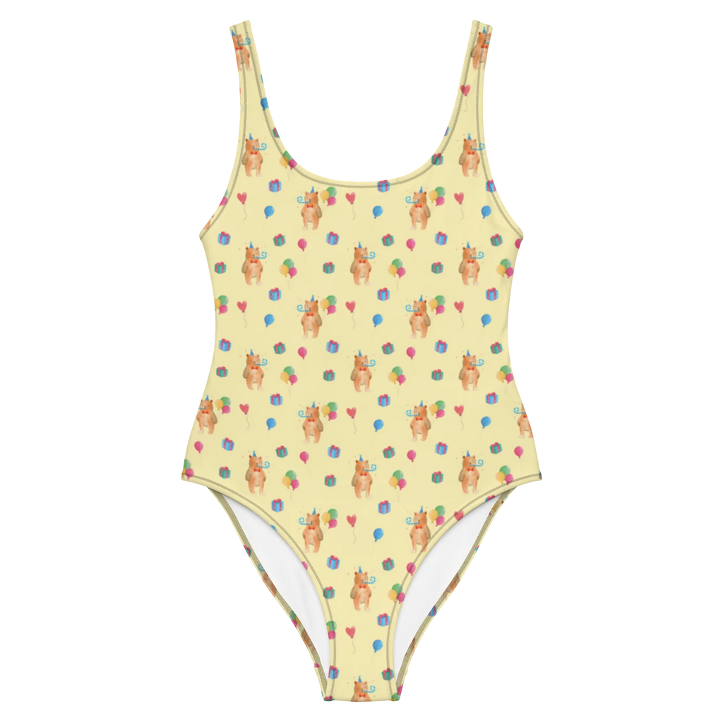 Badeanzug Bär Geburtstag Muster Luxus-Bademode, Bademode, Rückenfreier Badeanzug, Swimsuit, Badebekleidung, Badeanzug, Teddy, Teddybär, Bär, Geburtstag, Alles Gute, Glückwunsch, Happy Birthday