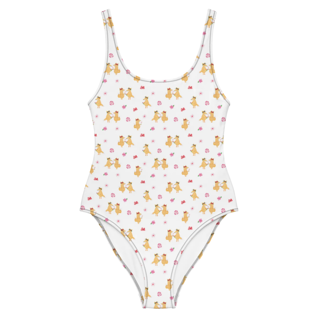 Badeanzug Fuchs Blumen Muster Luxus-Bademode, Badeanzug, Badebekleidung, Swimsuit, Rückenfreier Badeanzug, Bademode, Fuchs, Blume, Freude, Freundinnen, Fox, Blumenmädchen, Motivation, Selbstliebe, Fuchsmädchen, Liebesbeweis, Füchse, Ich, Liebe, Blumen, Mich, Freundin