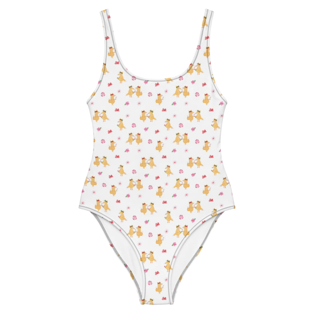 Badeanzug Fuchs Blumen Muster Luxus-Bademode, Badeanzug, Badebekleidung, Swimsuit, Rückenfreier Badeanzug, Bademode, Fuchs, Blume, Freude, Freundinnen, Fox, Blumenmädchen, Motivation, Selbstliebe, Fuchsmädchen, Liebesbeweis, Füchse, Ich, Liebe, Blumen, Mich, Freundin