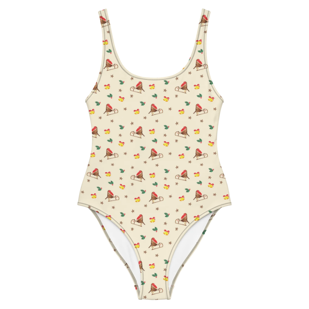 Swimsuit robin Sleds Badebekleidung, Badeanzug, Rückenfreier Badeanzug, Bademode, Luxus-Bademode, Swimsuit, Winter, Weihnachtsdeko, Wintermotiv, Nikolaus, Heiligabend, Advent, Weihnachten, Schlitten, Vogel