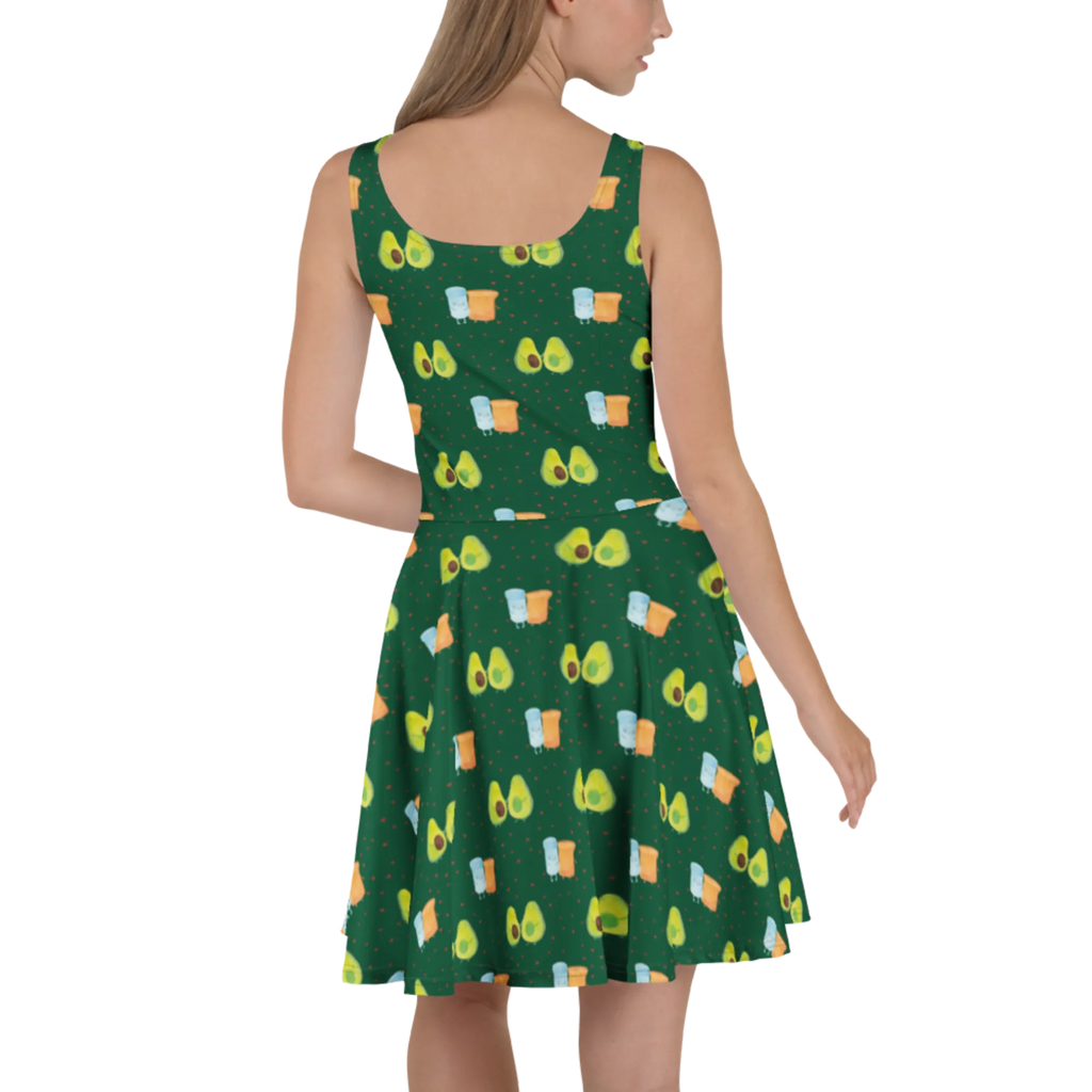 Sommerkleid Avocado Pärchen Muster Sommerkleid, Kleid, Skaterkleid, Vegan, Gesund, Veggie, Avocado, Avocados, Kinder, Babyshower, Familie, Avocuddle, Liebe, Geburt, Schwangerschaft, Hochzeit, Babyparty