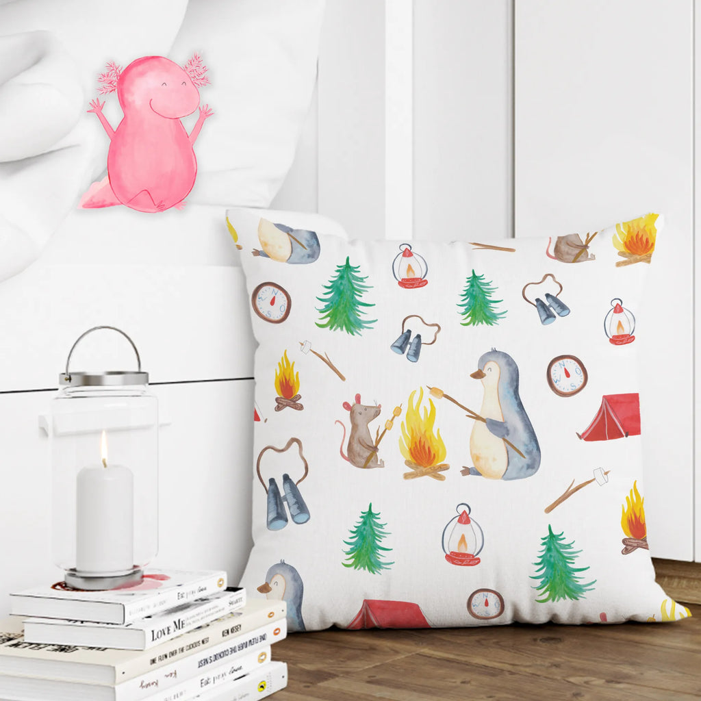 Cushion Penguin campfire pad, cushion, sofa, 40 x 40, 40x40, soft, fluffy, couch, pillows, pillow case, bedroom, Pillow, settee, bed, Penguin, North Pole, Winter, Penguins, life motto, motivation, new start, office, mouse, fire, everyday office life, work, life, job, barbecue, campfire, penguins, love, marshmallows, life motivation