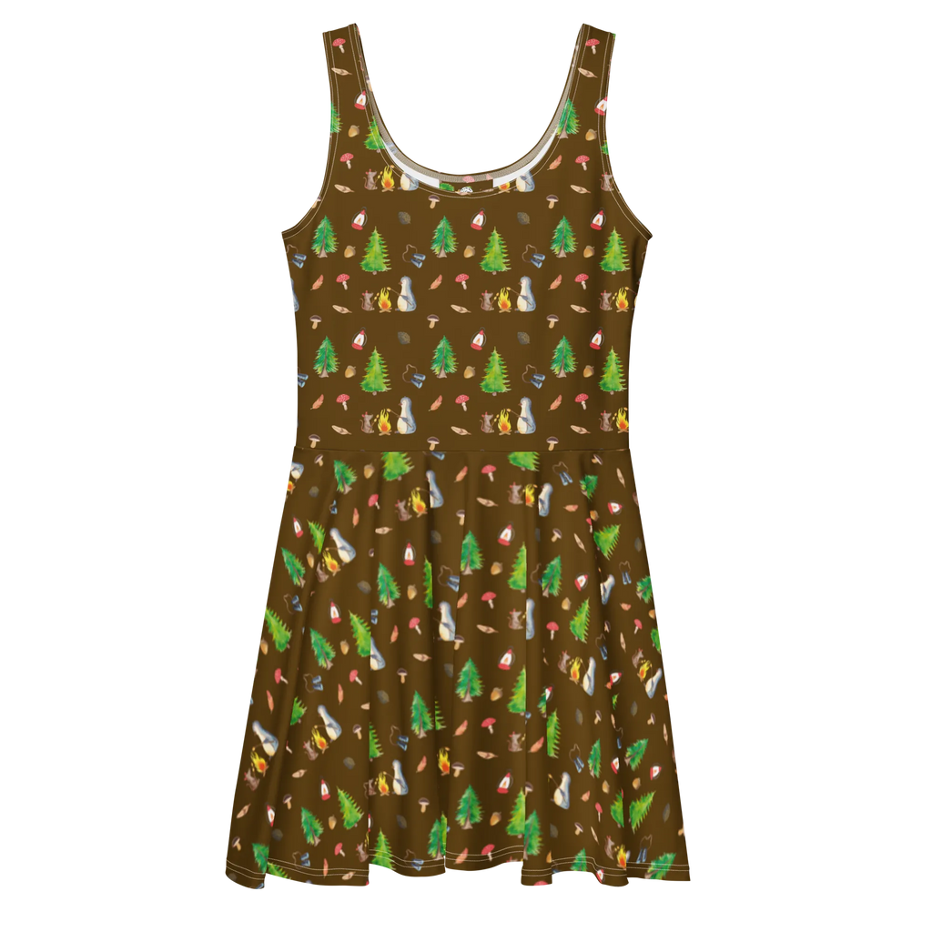 Sommerkleid Pinguin Lagerfeuer Muster Kleid, Skaterkleid, Sommerkleid, Pinguin, Büroalltag, Lebensmotivation, grillen, Neustart, Job, Lebensspruch, Leben, Maus, Feuer, Lagerfeuer, Büro, Marshmallows, Liebe, Motivation, Pinguine, Arbeit