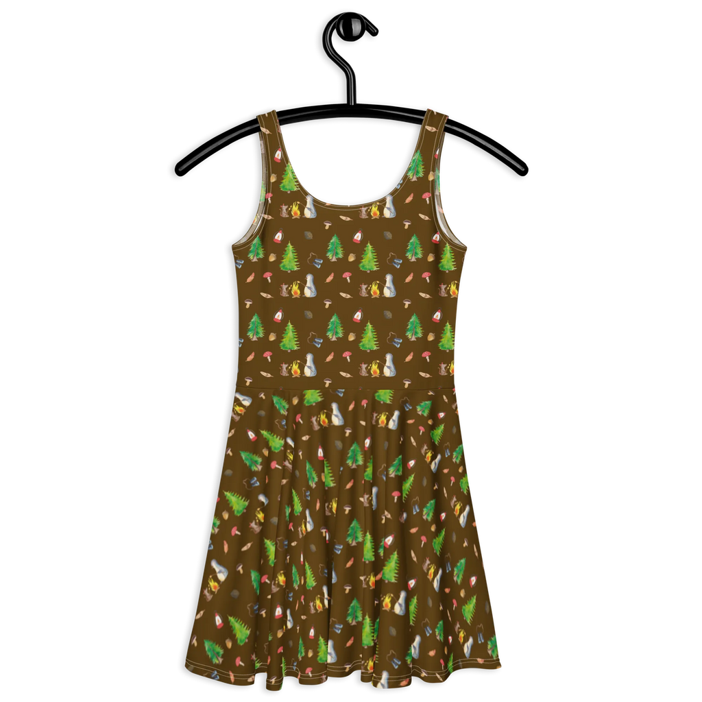 Sommerkleid Pinguin Lagerfeuer Muster Kleid, Skaterkleid, Sommerkleid, Pinguin, Büroalltag, Lebensmotivation, grillen, Neustart, Job, Lebensspruch, Leben, Maus, Feuer, Lagerfeuer, Büro, Marshmallows, Liebe, Motivation, Pinguine, Arbeit