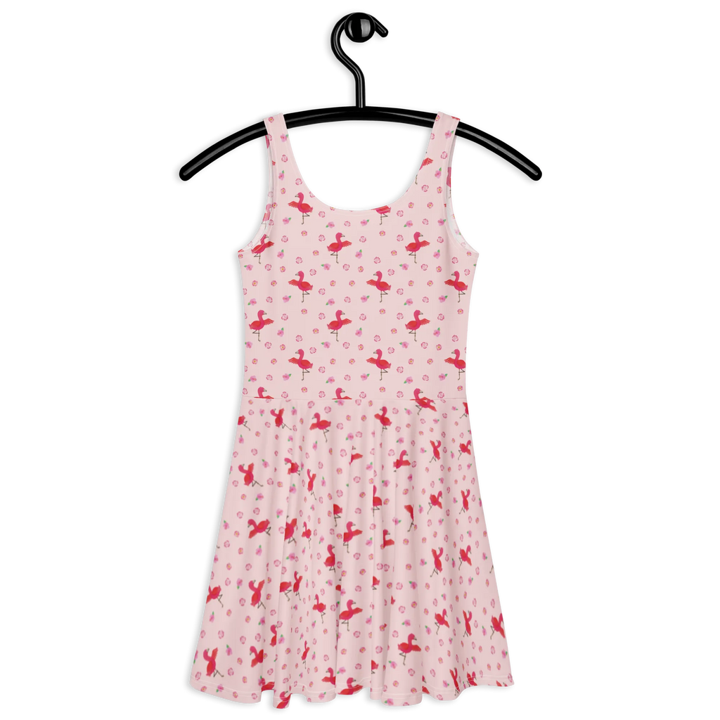 Sommerkleid Flamingo Yoga Muster Sommerkleid, Kleid, Skaterkleid, Flamingo, Namaste, Yoga, Vogel, Tiefenentspannung, Entspannung, Aufregen, Achtsamkeit, Yoga-Übung, Ärger