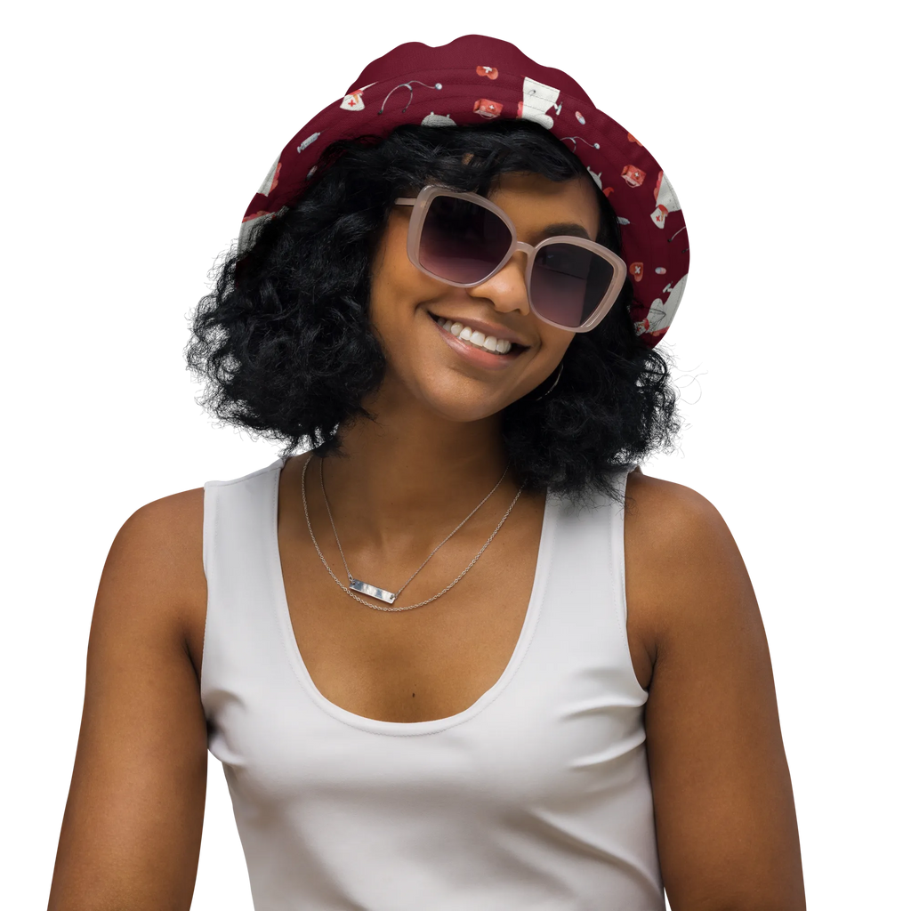 Sonnenhut Einhorn Krankenschwester Muster Sonnenmütze, Wendehut, Wendecap, Sonnenhut, Anglerhut, Sommerhut, Outdoorhut, Zweifarbiger Hut, Fischerhut, Wendemütze, Strandhut, Freizeithut, Unicorn, Einhorn, Einhörner, Einhorn Deko, Krankenpflegerin, Ärztin Geschenk, Krankenschwester Geschenk, Krankenpfleger Geschenk, Krankenschwester Dankeschön, Krankenhaus