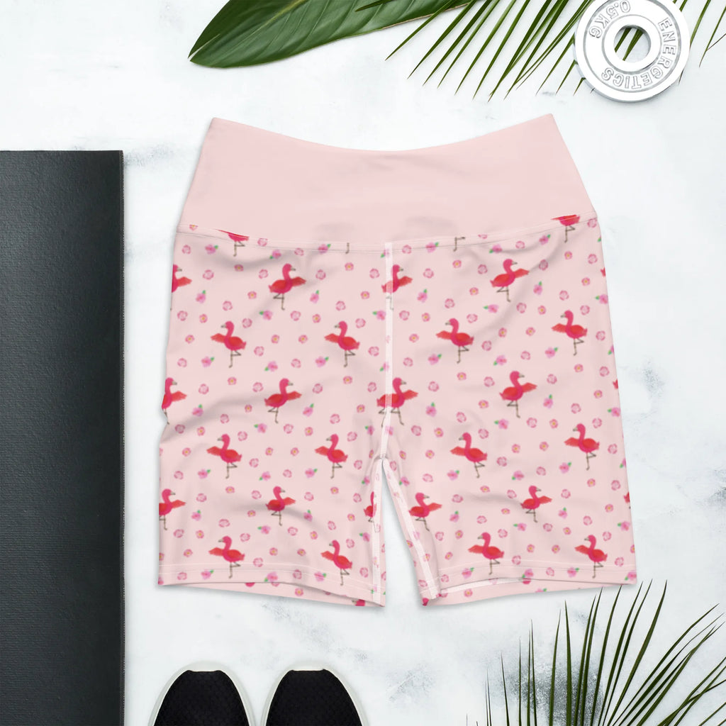 Yoga Shorts Flamingo Yoga Muster Yogabekleidung, Yoga Shorts, Yogashorts, Sportshorts Damen, Sportshorts, Sportbekleidung, Fitnesshose, Sporthose, Yoga Shorts Damen, Flamingo, Entspannung, Vogel, Aufregen, Ärger, Achtsamkeit, Yoga, Tiefenentspannung, Namaste, Yoga-Übung
