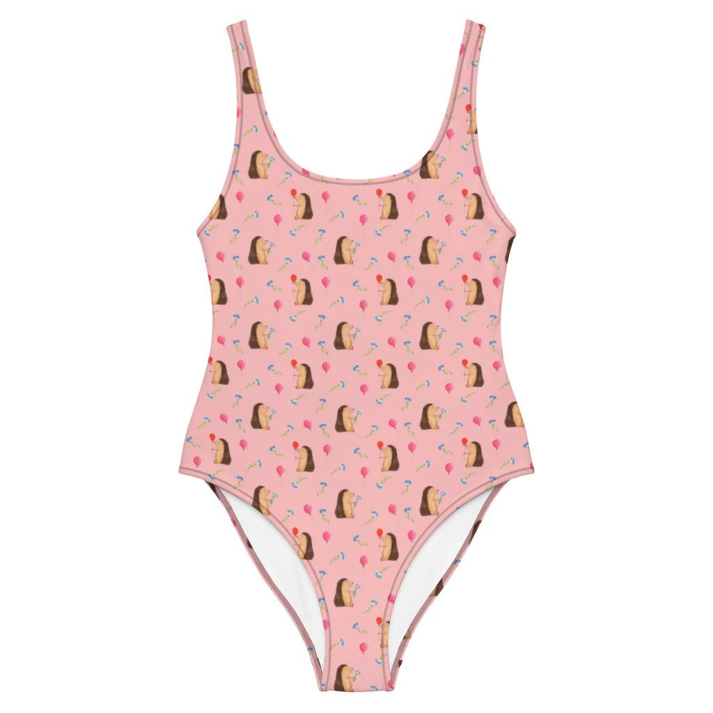 Badeanzug Igel Luftballon Muster Badebekleidung, Luxus-Bademode, Swimsuit, Rückenfreier Badeanzug, Bademode, Badeanzug, Tiermotive, Gute Laune, lustige Sprüche, Tiere, Geburtstagskind, Igel, Glückwunsch, Happy Birthday, Ballon, Geburtstag, Herzlichen Glückwunsch