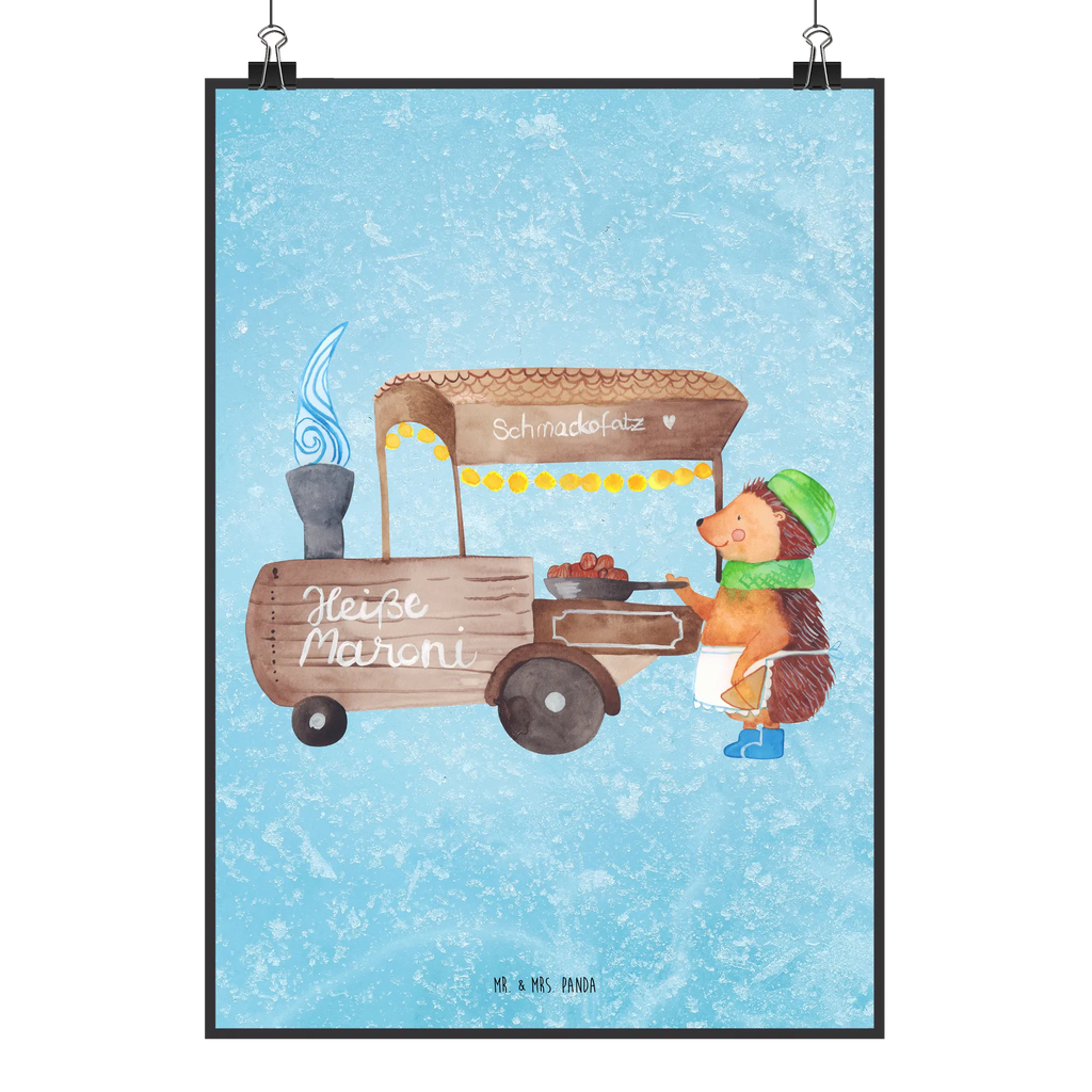 Poster Igel Maronen Raumdekoration, Kunstdruck, Küchenposter, Wanddeko, Designposter, Poster, Wanddeko Bild, Posterdruck, Handgemaltes Poster, Wanddekoration, Kinderposter, Wandposter, Bild, Mr. & Mrs. Panda Poster, Winter, Weihnachten, Weihnachtsdeko, Nikolaus, Advent, Heiligabend, Wintermotiv, Weihnachtsmarkt, Kastanien, Maronen, Duft