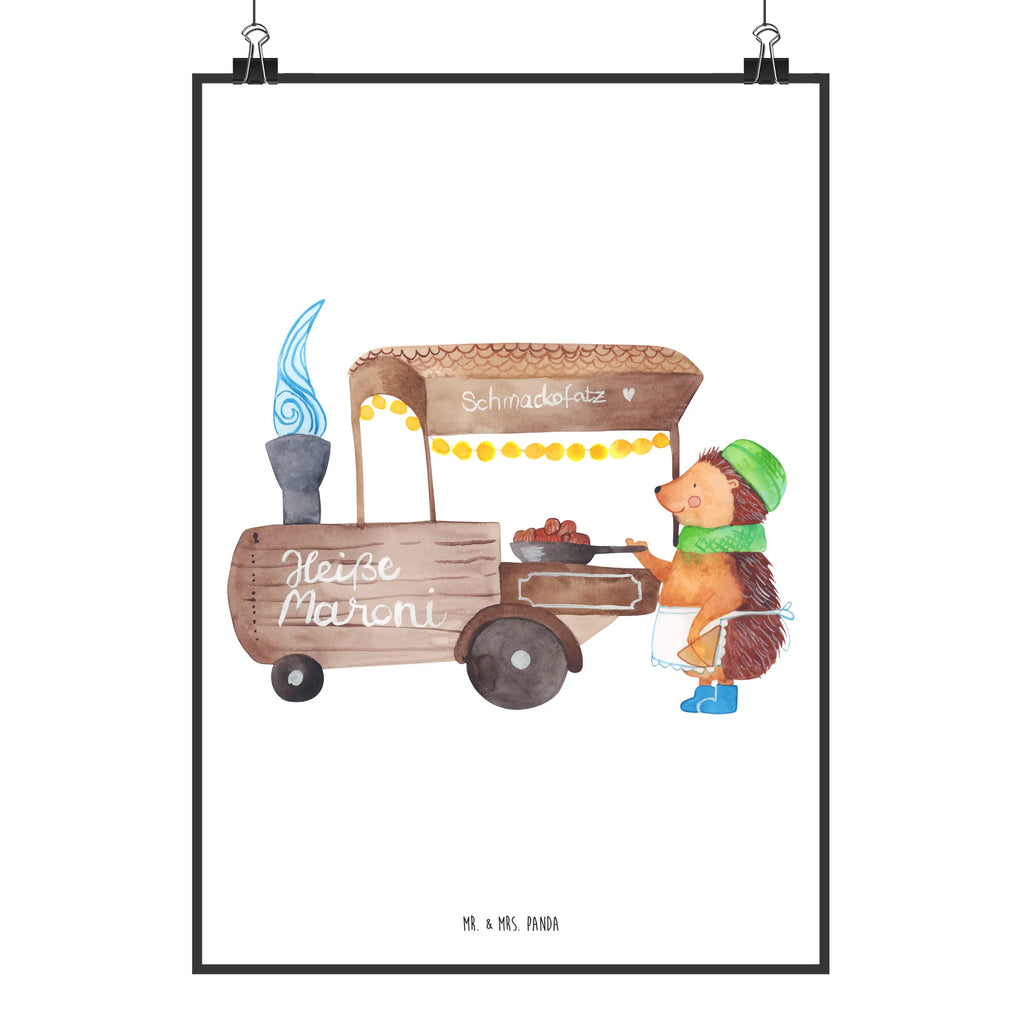 Poster Igel Maronen Raumdekoration, Kunstdruck, Küchenposter, Wanddeko, Designposter, Poster, Wanddeko Bild, Posterdruck, Handgemaltes Poster, Wanddekoration, Kinderposter, Wandposter, Bild, Mr. & Mrs. Panda Poster, Winter, Weihnachten, Weihnachtsdeko, Nikolaus, Advent, Heiligabend, Wintermotiv, Weihnachtsmarkt, Kastanien, Maronen, Duft