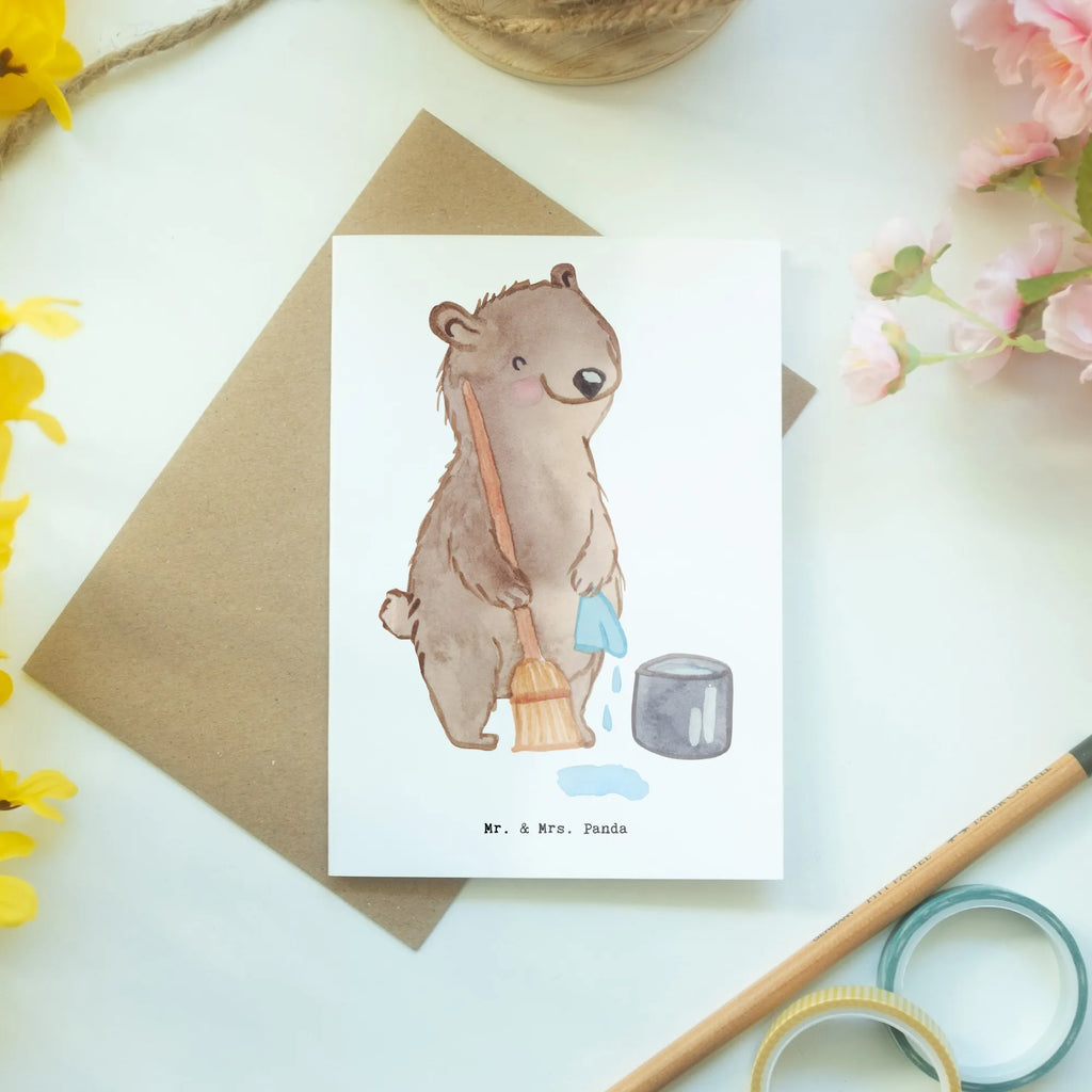 Greetings card cleaning lady heart greeting card, folding card, invitation card, birthday card, wedding card, gift, gift idea, best, farewell gift, passing exam, anniversary, retirement, promotion, job start, sayings, funny, profession