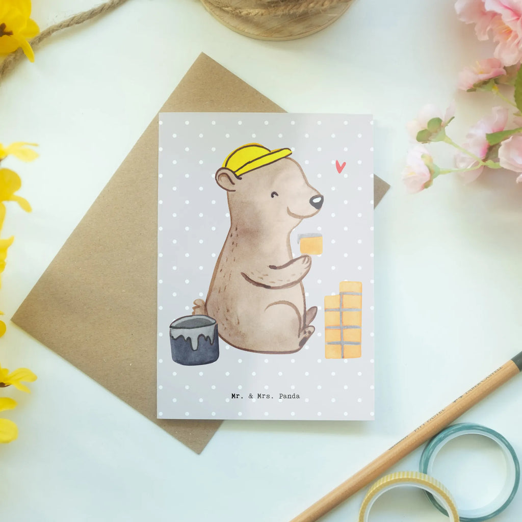 Greetings card bricklayer heart folding card, greeting card, invitation card, birthday card, wedding card, gift, gift idea, best, farewell gift, passing exam, anniversary, retirement, promotion, job start, sayings, funny, profession