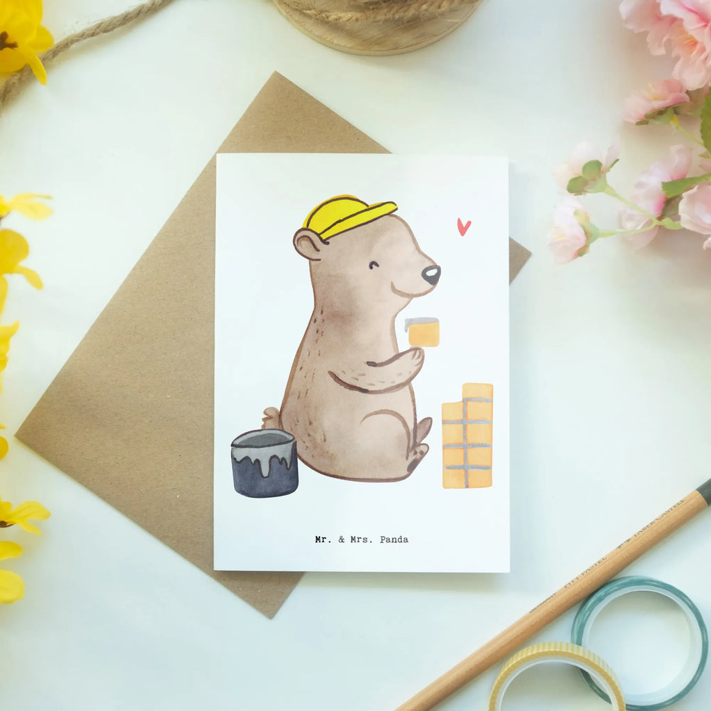 Greetings card bricklayer heart folding card, greeting card, invitation card, birthday card, wedding card, gift, gift idea, best, farewell gift, passing exam, anniversary, retirement, promotion, job start, sayings, funny, profession