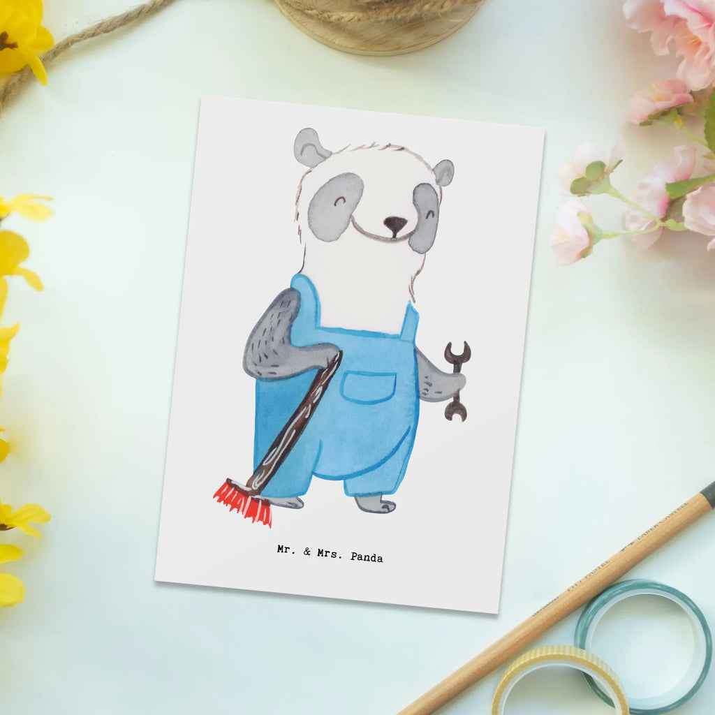 Postcard janitor heart invitation card, letter, Postcard, gift card, invitation, card, paper, gift, postcards, gift idea, best, farewell gift, passing exam, anniversary, retirement, promotion, job start, sayings, funny, profession