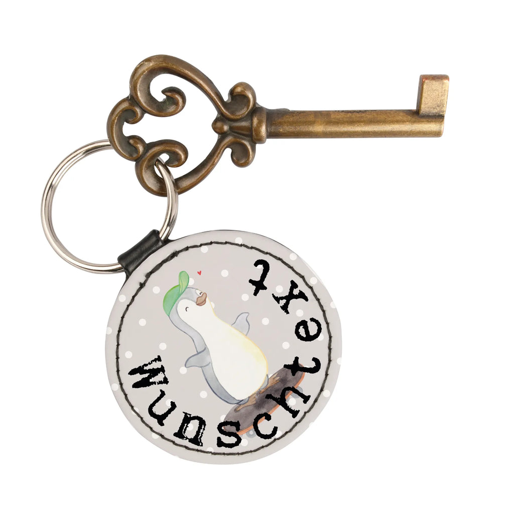 Personalizowany brelok do kluczy Pingwin jazda na deskorolce Prezent, Sport, Dyscyplina sportowa, Hobby, Darować, Dziękuję, Dzięki, Wyróżnienie, Wygrana, Sportowiec