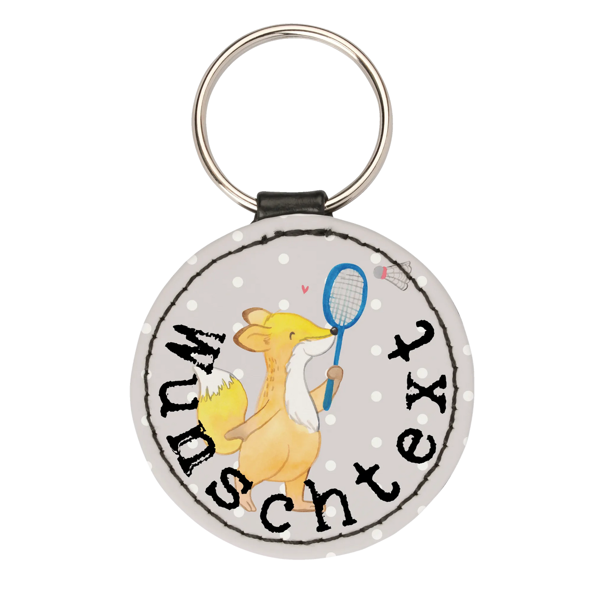 Personalised key ring Fox play badminton Gift, sport, hobby, giving, thank you, award, profit, athlete, badminton, Play shuttlecock