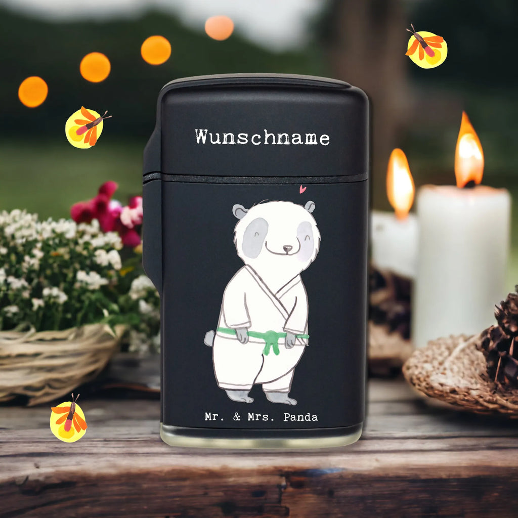 Personalised lighter panda Jiu Jitsu Gift, sport, hobby, giving, thank you, award, profit, athlete, Japanese martial art, Jiu Jitsu, self defense
