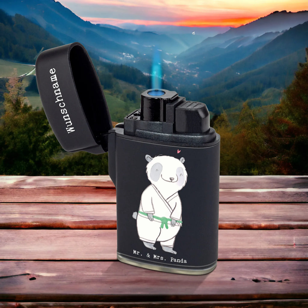 Personalised lighter panda Jiu Jitsu Gift, sport, hobby, giving, thank you, award, profit, athlete, Japanese martial art, Jiu Jitsu, self defense