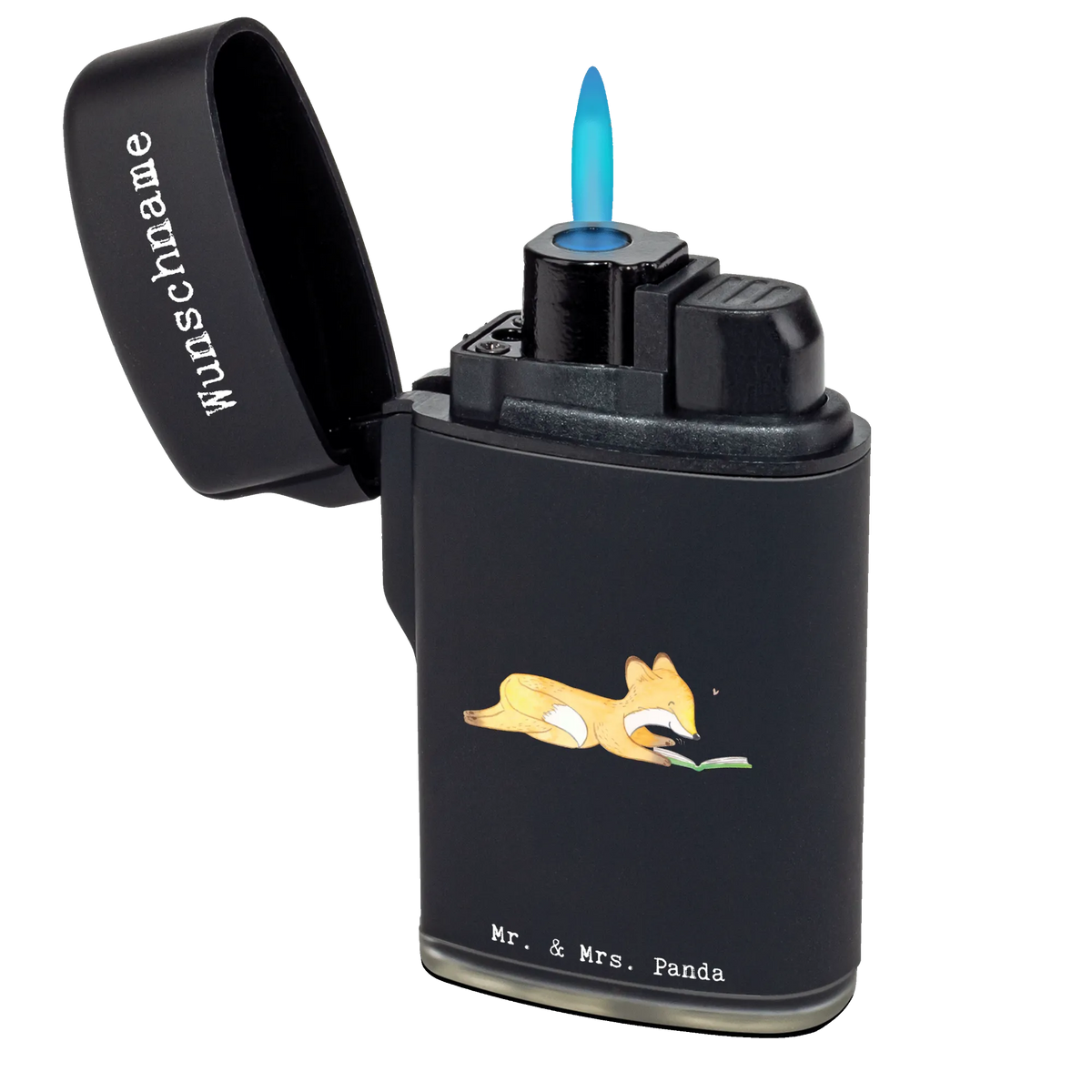 Personalised lighter Fox To read Gift, sport, hobby, giving, thank you, award, profit, athlete, bookworm, read books, read