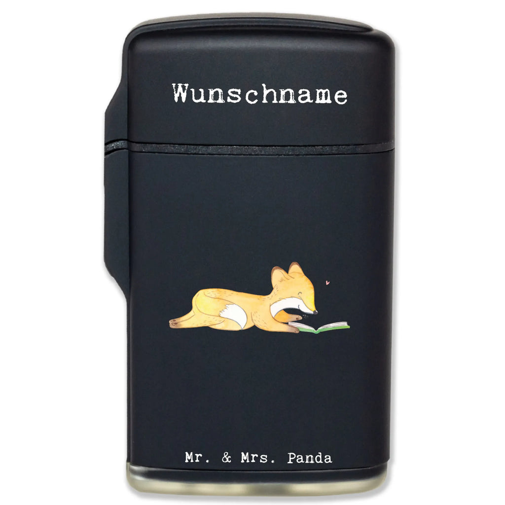 Personalised lighter Fox To read Gift, sport, hobby, giving, thank you, award, profit, athlete, bookworm, read books, read