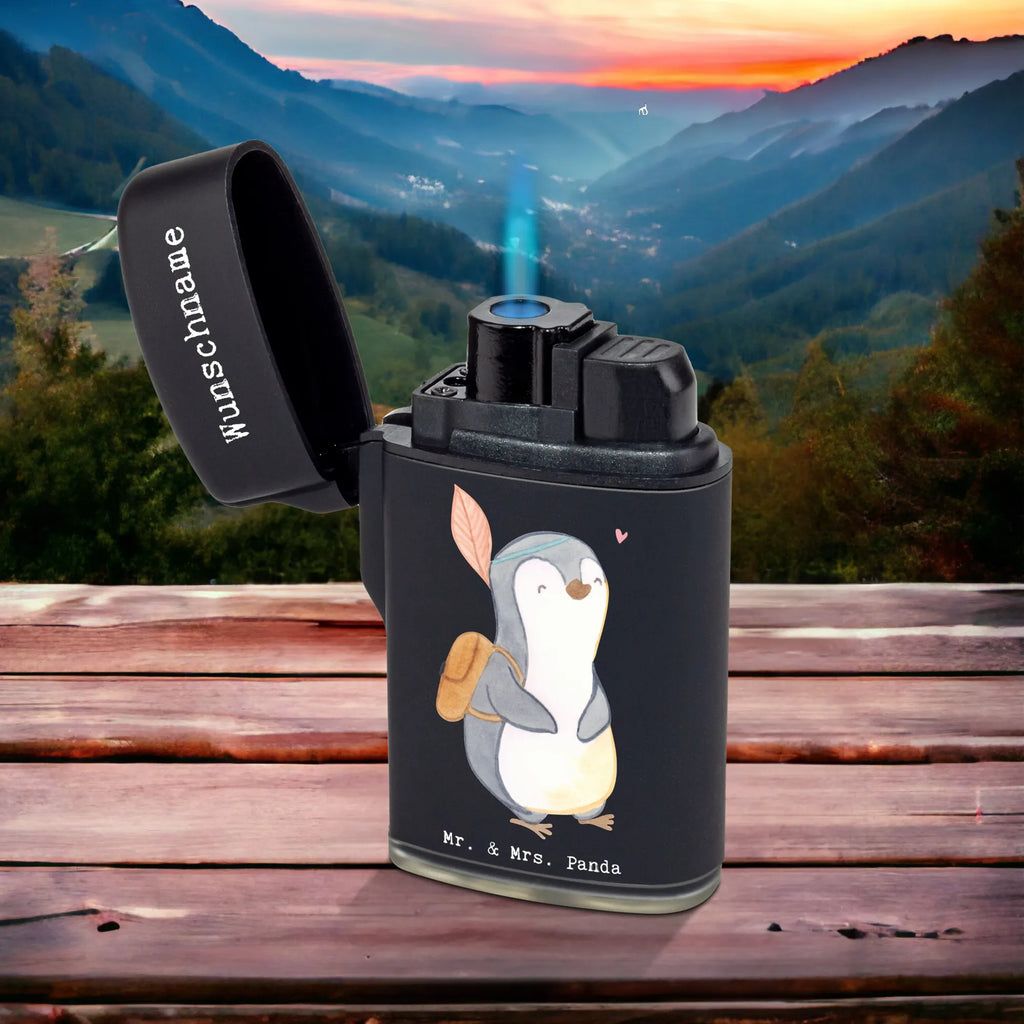 Personalised lighter penguin Side trip Gift, sport, hobby, giving, thank you, award, profit, athlete, destinations, travel, Make trips, trip