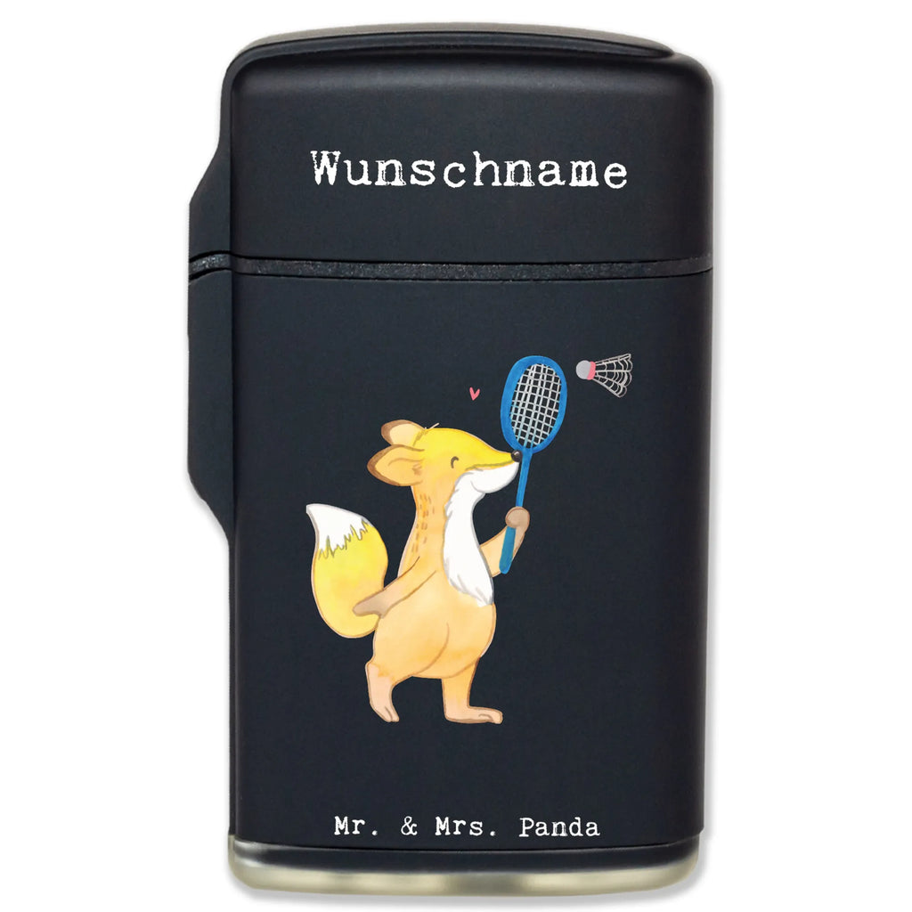 Personalised lighter Fox play badminton Gift, sport, hobby, giving, thank you, award, profit, athlete, badminton, Play shuttlecock