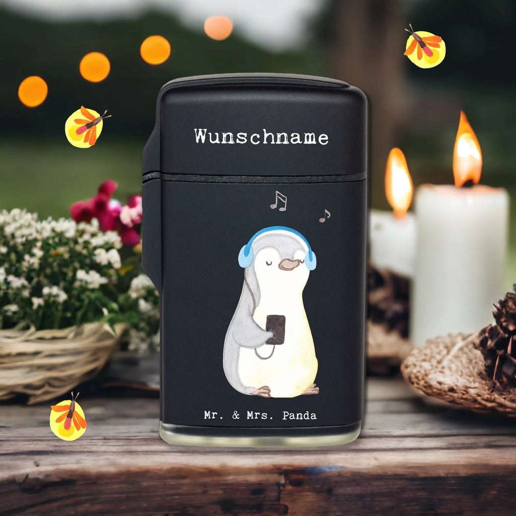Personalised lighter penguin listen to music Gift, sport, hobby, giving, thank you, award, profit, athlete, listening to music, favorite song