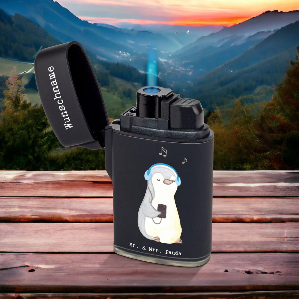 Personalised lighter penguin listen to music Gift, sport, hobby, giving, thank you, award, profit, athlete, listening to music, favorite song
