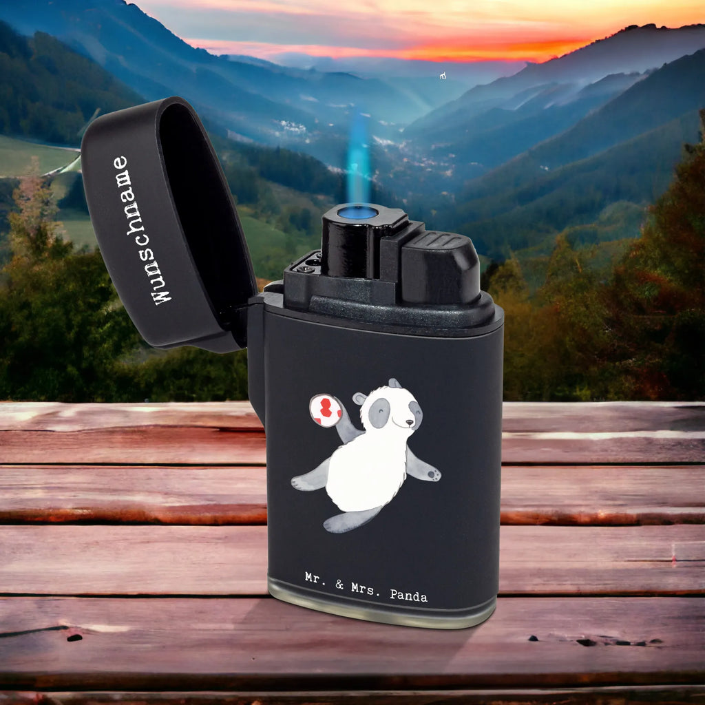 Personalised lighter panda playing handball Gift, sport, hobby, giving, thank you, award, profit, athlete, handball tournament, Play handball, handball club, handball association