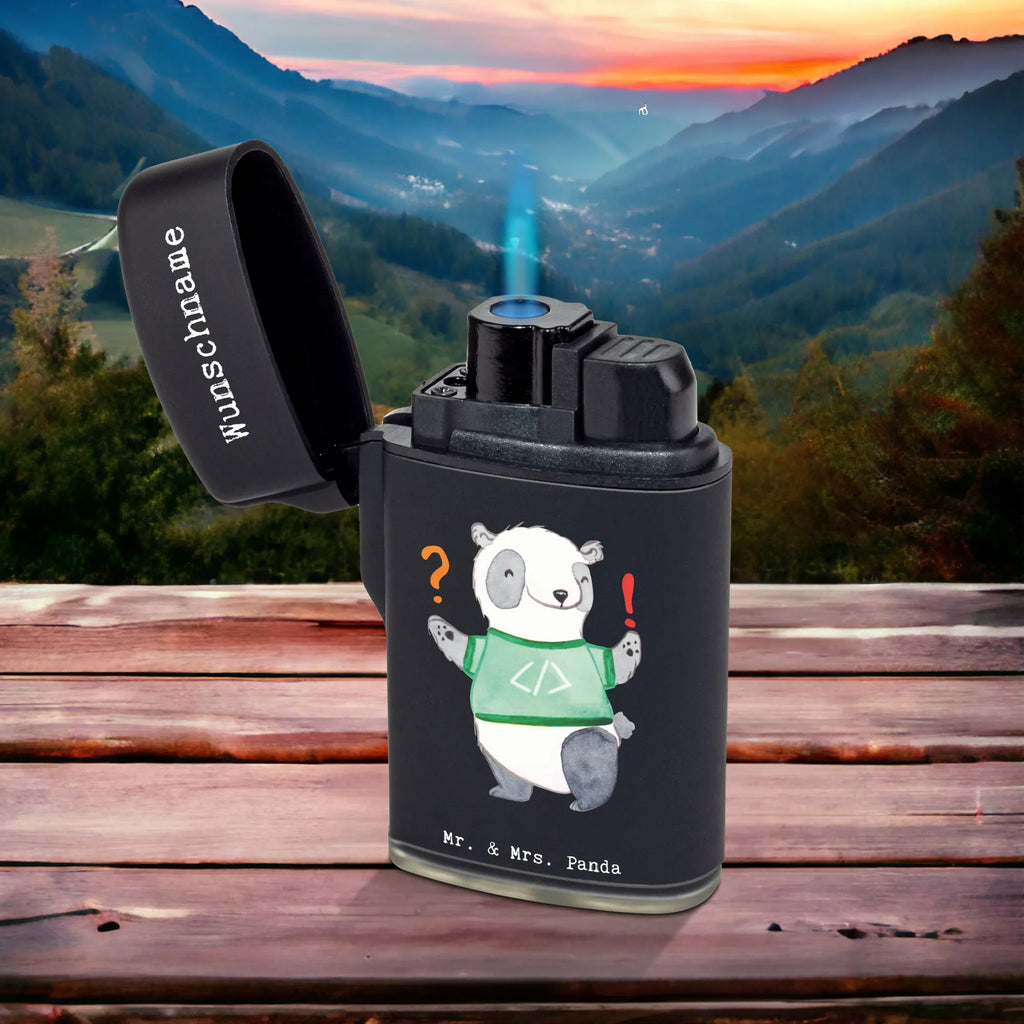 Personalised lighter Panda Programmer Adventure gift, gift idea, best, farewell gift, passing exam, anniversary, retirement, promotion, job start, sayings, funny, profession