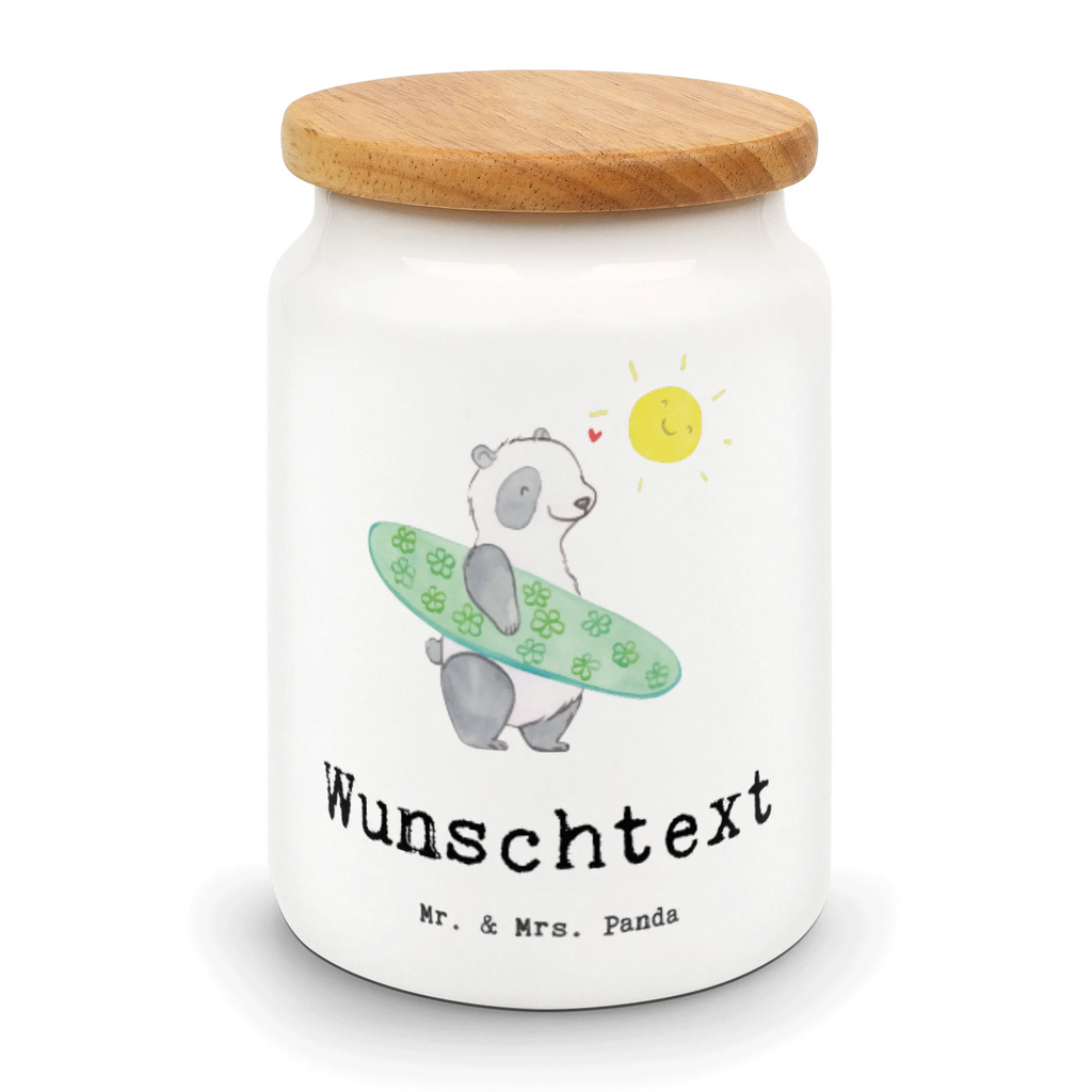 Personalized Storage Jar panda surfing custom pantry container, engraved kitchen jar, personalized ceramic jar, personalized storage jar, personalized cookie jar, personalized treat jar, personalized canister, personalized cookie tin, personalized storage container, monogrammed food storage, custom treat canister, Gift, sport, hobby, giving, thank you, award, profit, athlete, Surfing, surfing, surf school