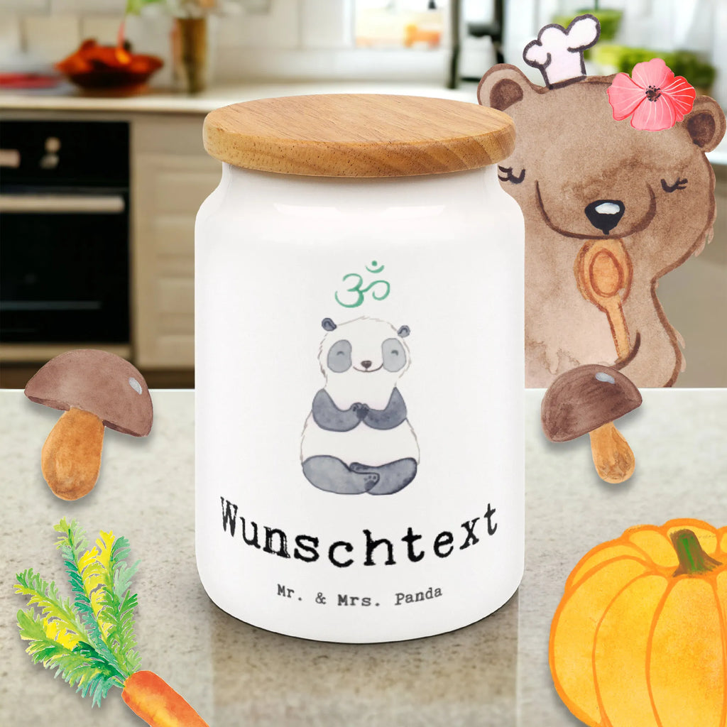 Personalized Storage Jar panda meditate custom treat canister, engraved kitchen jar, personalized canister, personalized ceramic jar, personalized cookie jar, personalized cookie tin, personalized storage container, personalized storage jar, custom pantry container, personalized treat jar, monogrammed food storage, Gift, sport, hobby, giving, thank you, award, profit, athlete, meditation, Meditate, meditation course