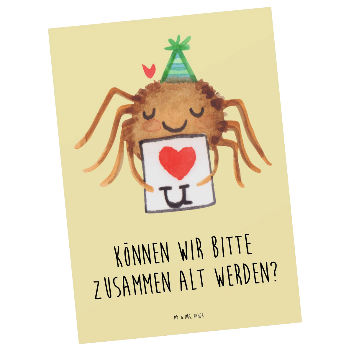 Postkarte Spinne Agathe Brief kunstkarte, einzelkarte, Postkarten, Ansichtskarte, Grußkarte, Ansichtskarten, Designkarte, Motivkarte, Postkarte, Kunstkarten, bildkarte, Fotokarte, spruchkarte, Merchandise, Spinne, Agathe, Spinne Agathe, Videos, Heiratsantrag, Liebespaar, Verliebt, Treuetest, Ich Liebe Dich, Liebesbeweis, Liebesgeschenk, Treuebeweis
