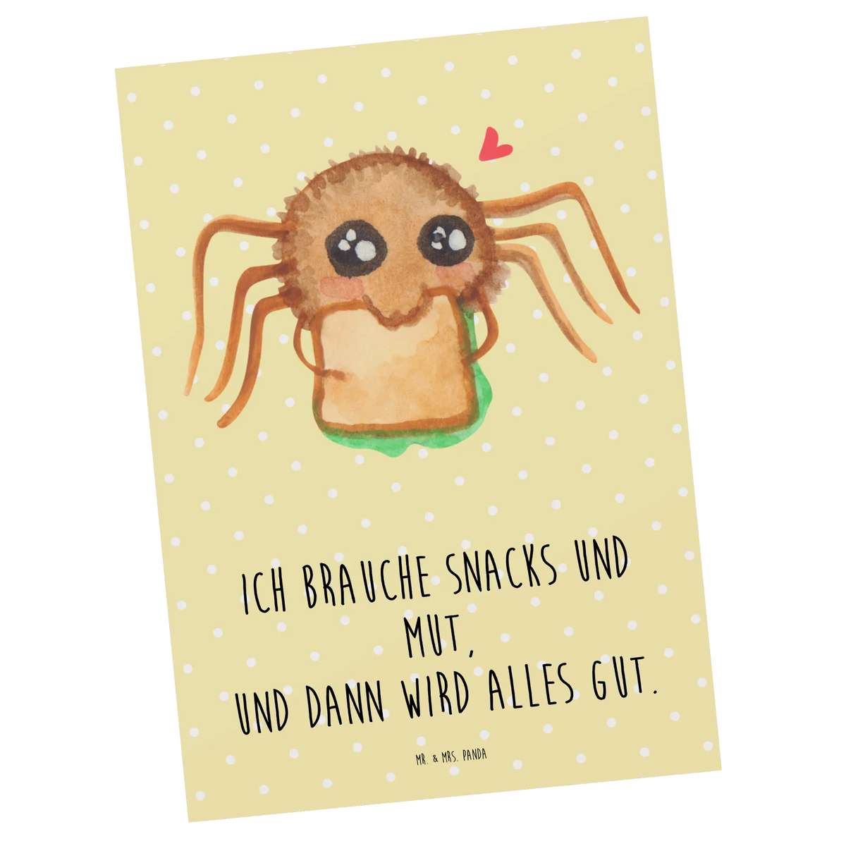 Postkarte Spinne Agathe Sandwich bildkarte, kunstkarte, Ansichtskarte, Kunstkarten, Fotokarte, einzelkarte, spruchkarte, Postkarte, Postkarten, Ansichtskarten, Motivkarte, Grußkarte, Designkarte, Merchandise, Spinne, Agathe, Spinne Agathe, Videos, Mut, Hungrig, Lebensfreude, Glück, Hunger, Alles Wird gut, Verfressen