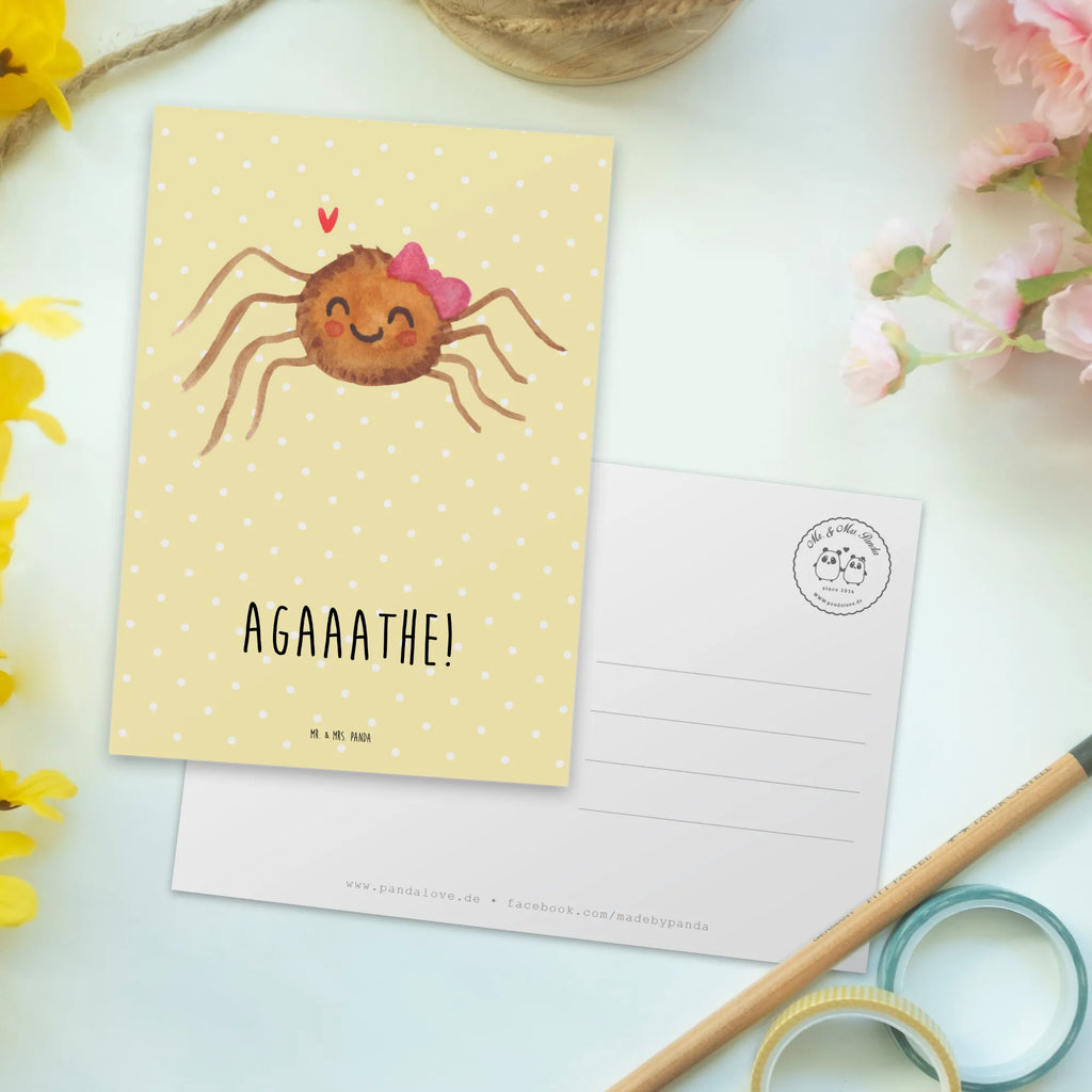 Postkarte Spinne Agathe Freude Postkarte, Designkarte, bildkarte, Kunstkarten, Ansichtskarte, kunstkarte, Grußkarte, Postkarten, Fotokarte, spruchkarte, Motivkarte, einzelkarte, Ansichtskarten, Merchandise, Spinne, Agathe, Spinne Agathe, Videos, Trend, Viraler Hit, Beliebte Spinne, Viral